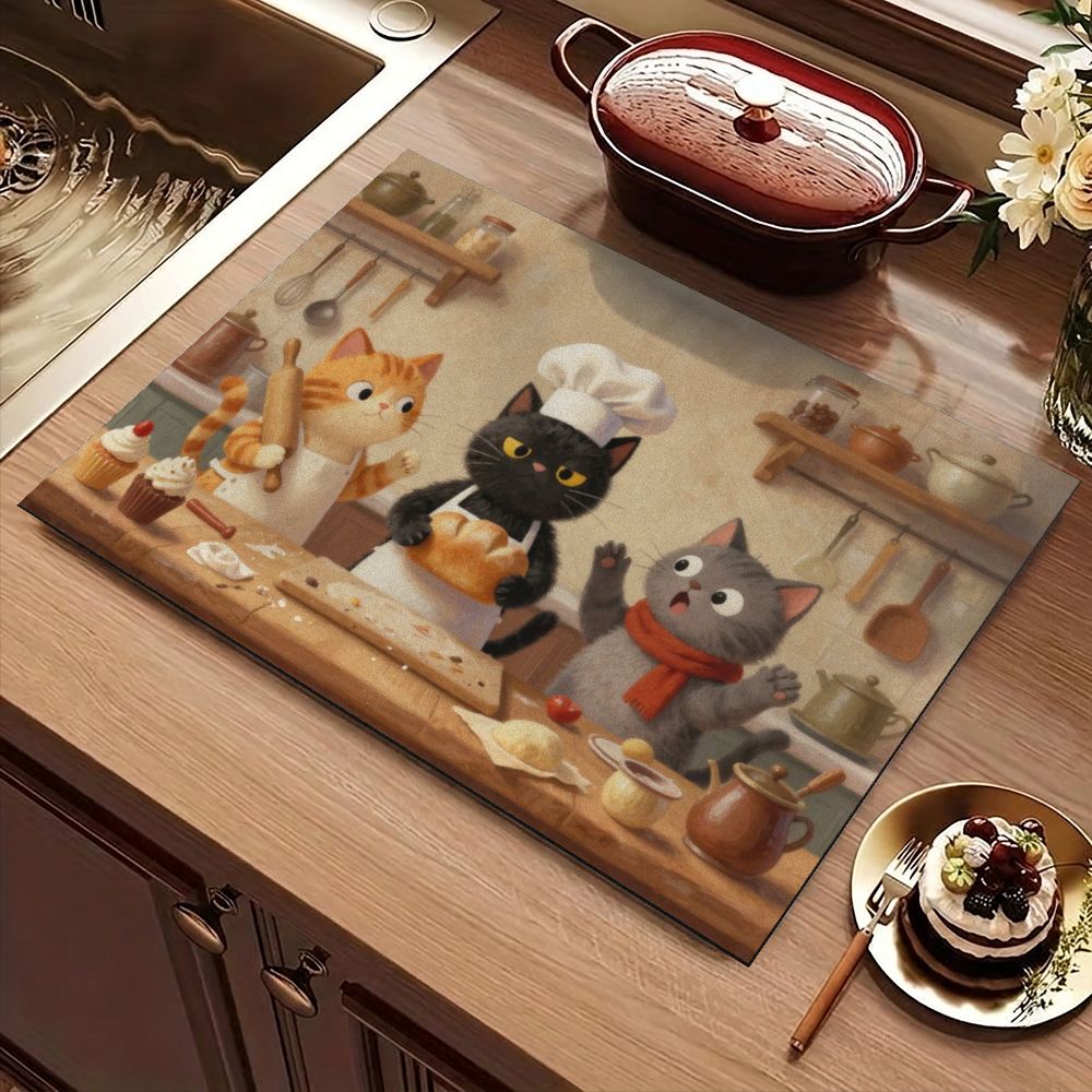 Super Kitchen Baking Mat - Cute Cartoon Cats Baking Fast Drying