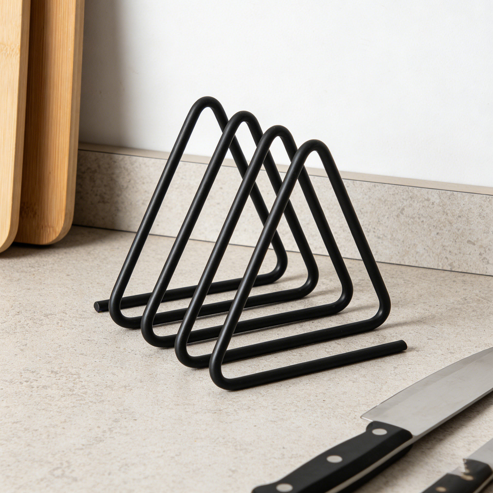 Kitchen Baking Sheets - Triangle Cutting Board Holder Black Metal