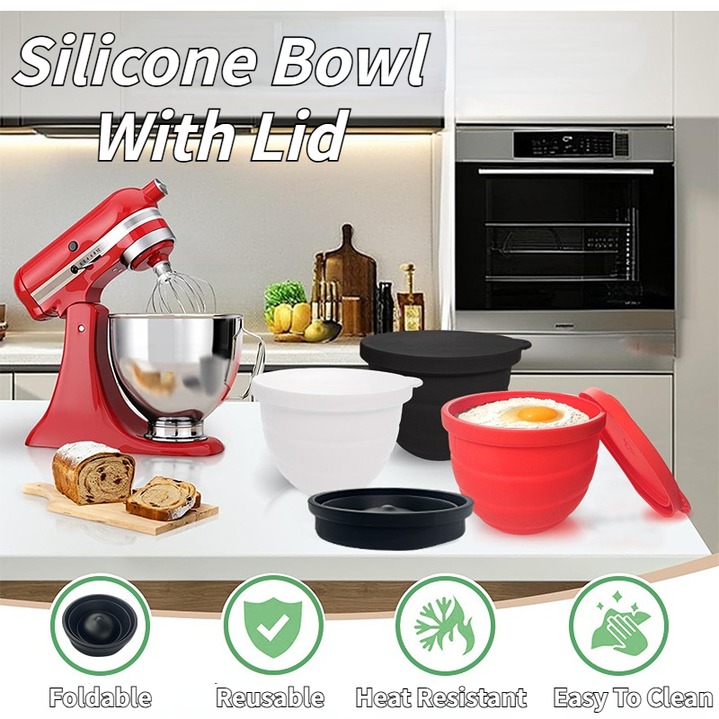 Foldable Silicone Bowl With Li - Kitchen Aid Baking Lid recension och pris