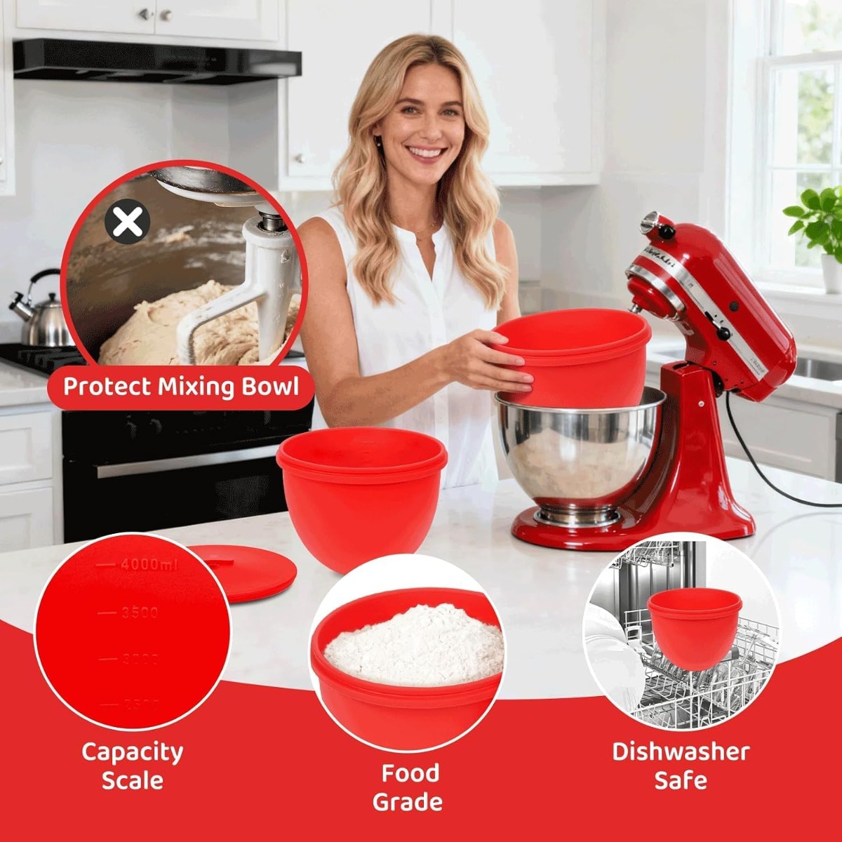 Silicone Mixer Bowl Liner with - Kitchen Aid Baking Lid recension och pris