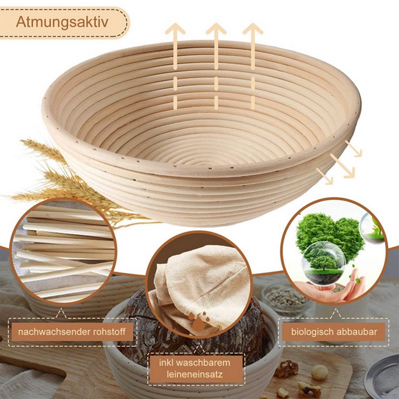 Round Set,4 Yeast Baskets For  - Proofing Basket Banneton recension och pris